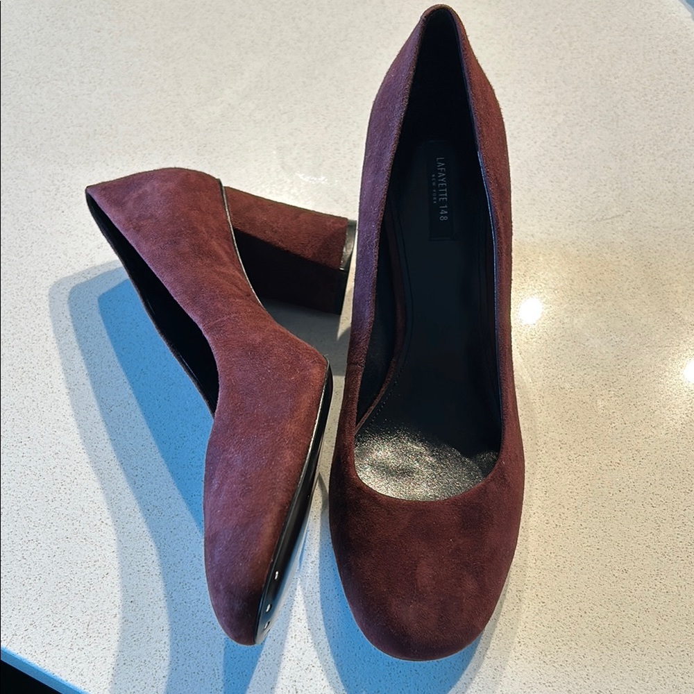 Lafayette 148 New York Burgundy Suede Pumps